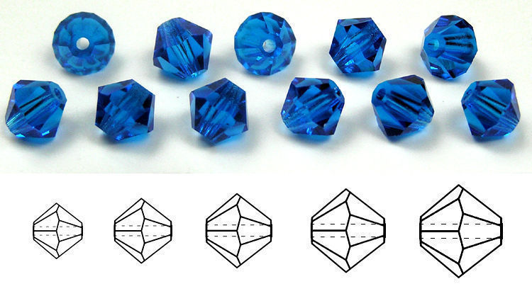 Czech Bicone Crystal Beads Capri Blue 3mm 4mm 6mm 8mm Diamond Rondelle