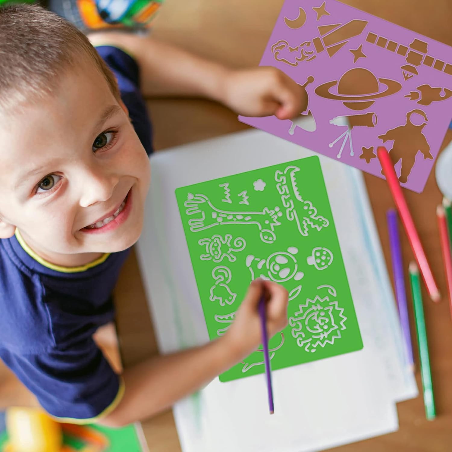 Stencil Drawing Kit for Kids, 25 Pcs Plastic Drawing Stencils with 400+ Shapes,