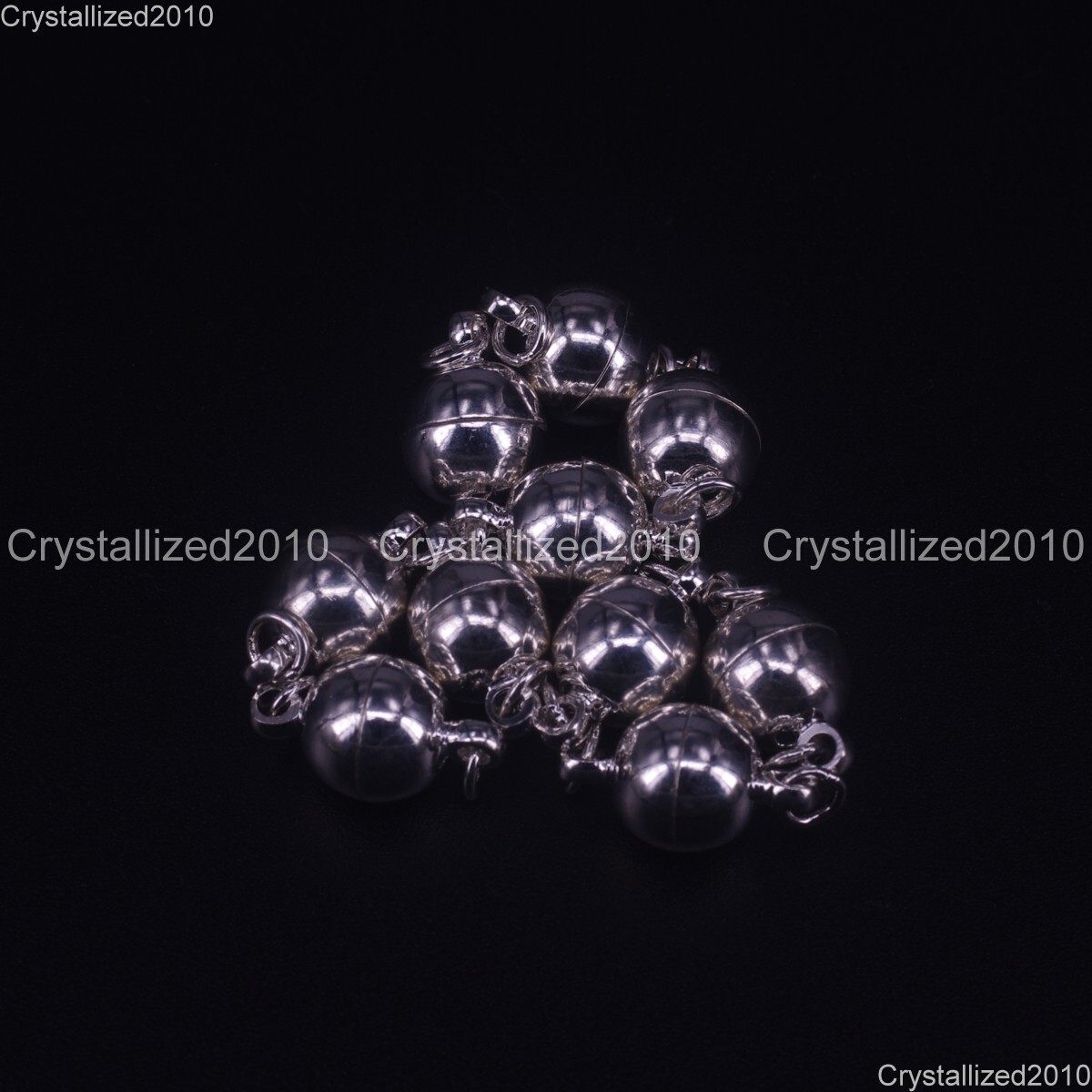 10 Sets Strong Magnetic Round Ball Smooth Metal Connector Clasps Silver 6mm 8mm