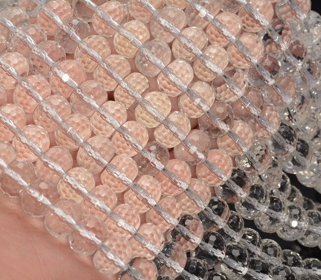 10X7MM Rock Crystal Quartz Gemstone AAA Faceted Rondelle 15.5 inch(90187615-700)