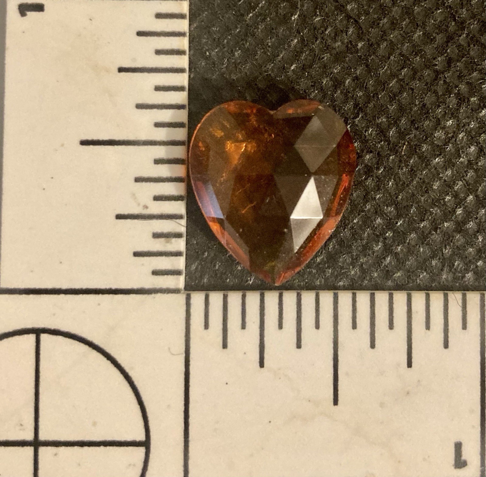 Czech 1950 Transparent 16mm Heart Shaped Amber Colored Glass Cabochons Lot of 6