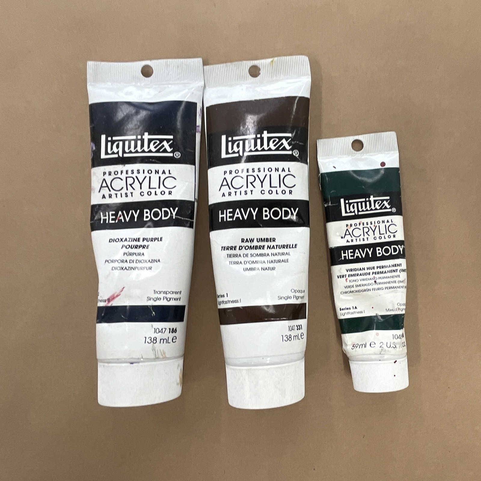 Oil And Acrylic Paint Tubes, Various Colors, Liquitex; Golden; Gamblin.