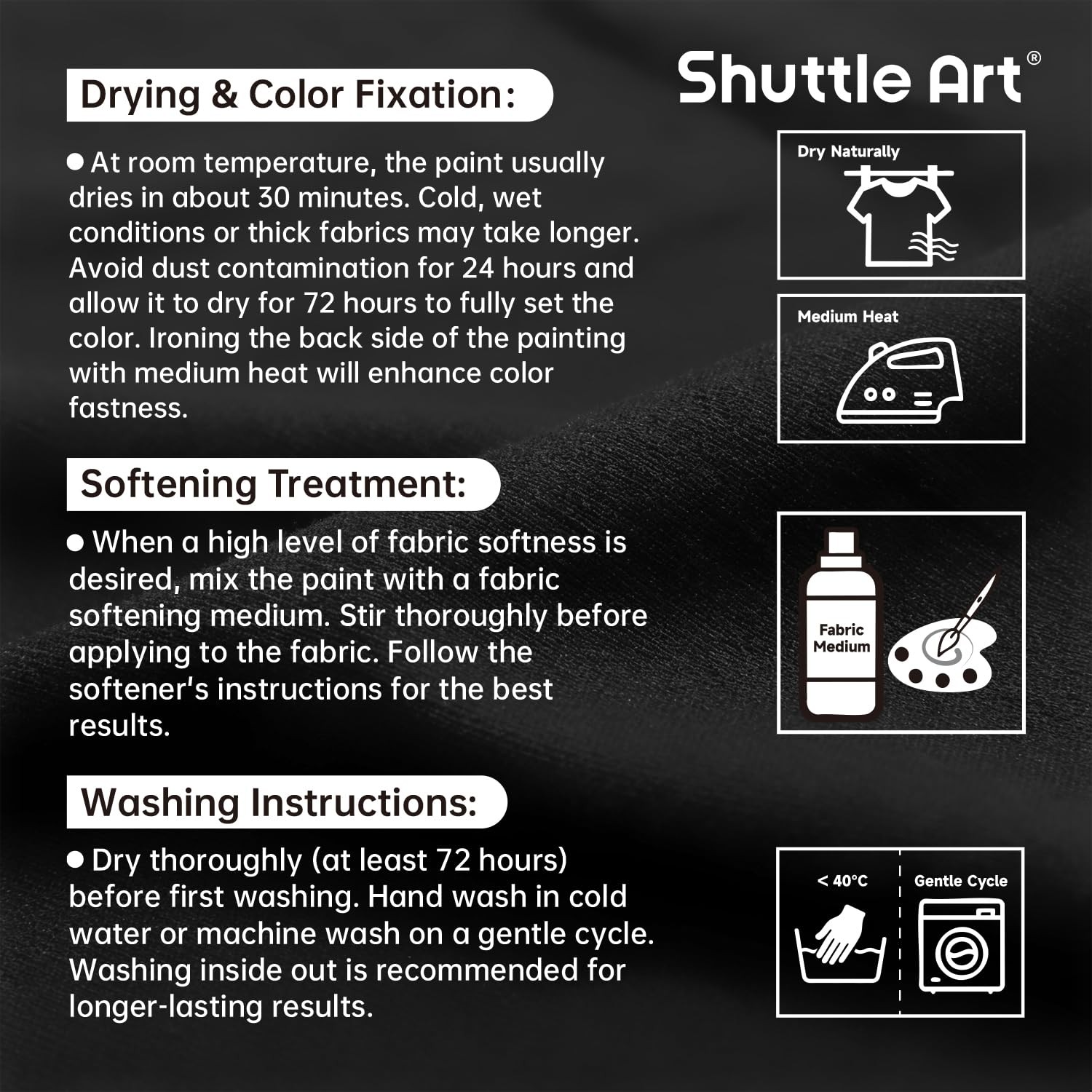 Shuttle Art Black Fabric Paint, 33.8 oz(1000 ml) Large Bottle with Pump, Perm…
