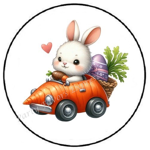 EASTER BUNNY CARROT CAR ENVELOPE SEALS LABELS STICKERS PARTY FAVORS