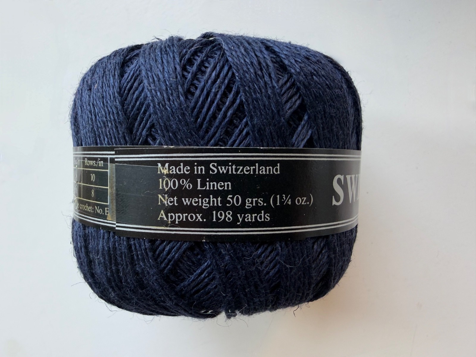 Joseph Galler Swiss Linen Yarn Lot of 12 Navy Blue balls 100% Linen Switzerland