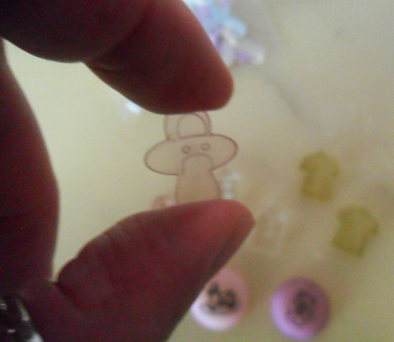 Lot of 9 Clear Plastic CHARMS to sew or Glue + 9 Tiny Ribbon BOWS, Baby Theme