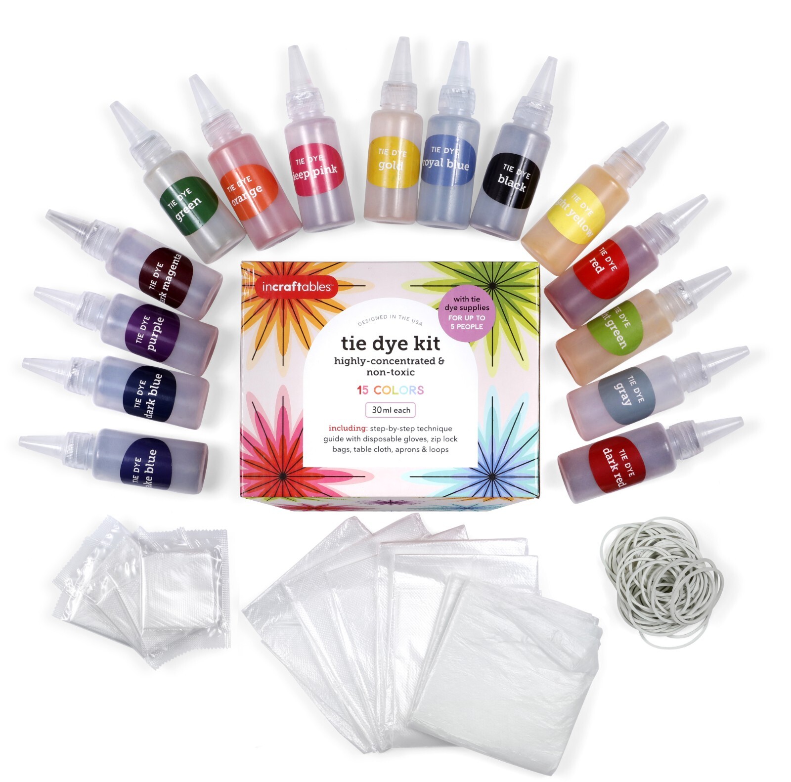 Incraftables Tie Dye Kit for Adults & Kids. Bulk Tie Dye Powder Set