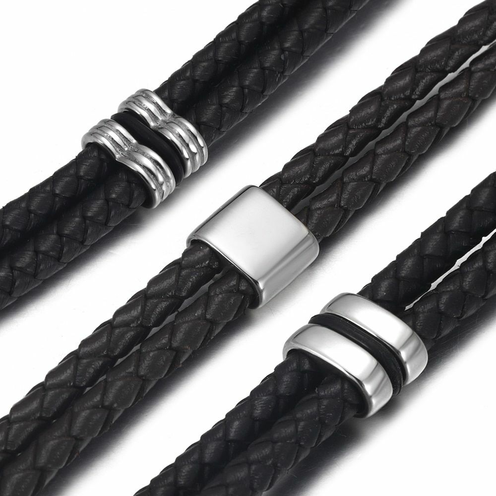 10pcs Double Hole Beads Leather Bracelet Two Hole Spacers Metal Bead DIY Jewelry