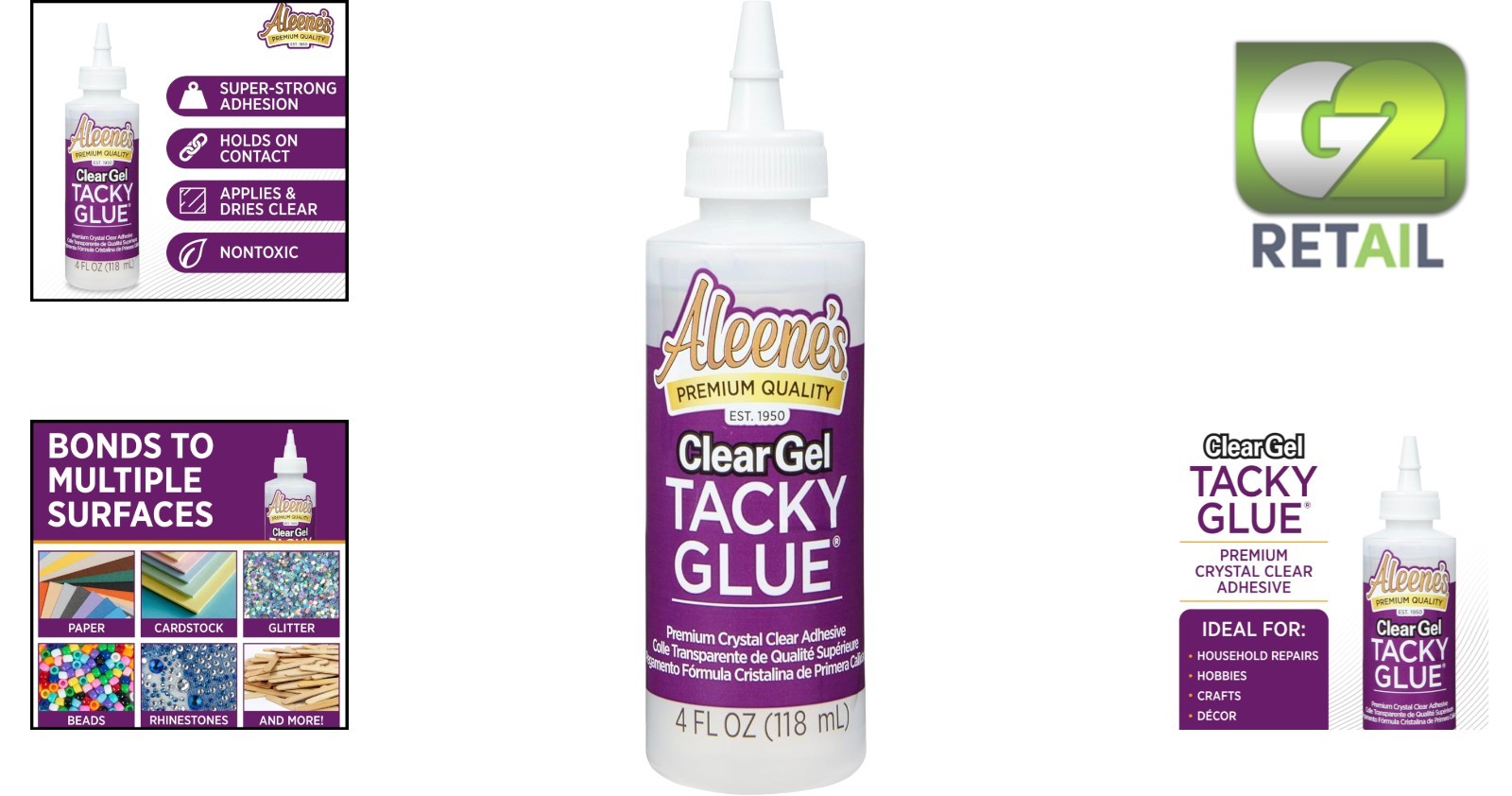 Eco-Friendly Clear Gel Tacky Glue, 4 Fl Oz – Dries Crystal Clear for All Crafts