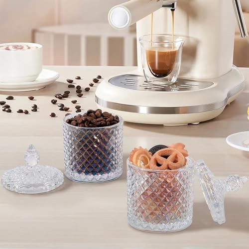 2 Pack Qtip Holder Apothecary Jars with Lid, Thick 10 oz (2 pack) Iridescent