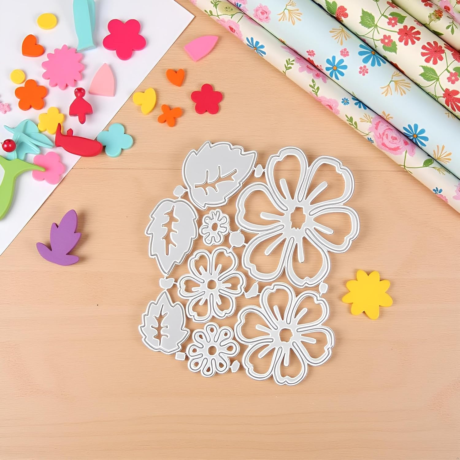 1Pc Silver 8 Flower Metal Cutting Dies 3D Flower Die Cuts Stencil Carbon Steel D