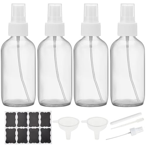 Clear Glass Spray Bottles 4 oz, Small Empty Spray Bottles for Essential Oils,