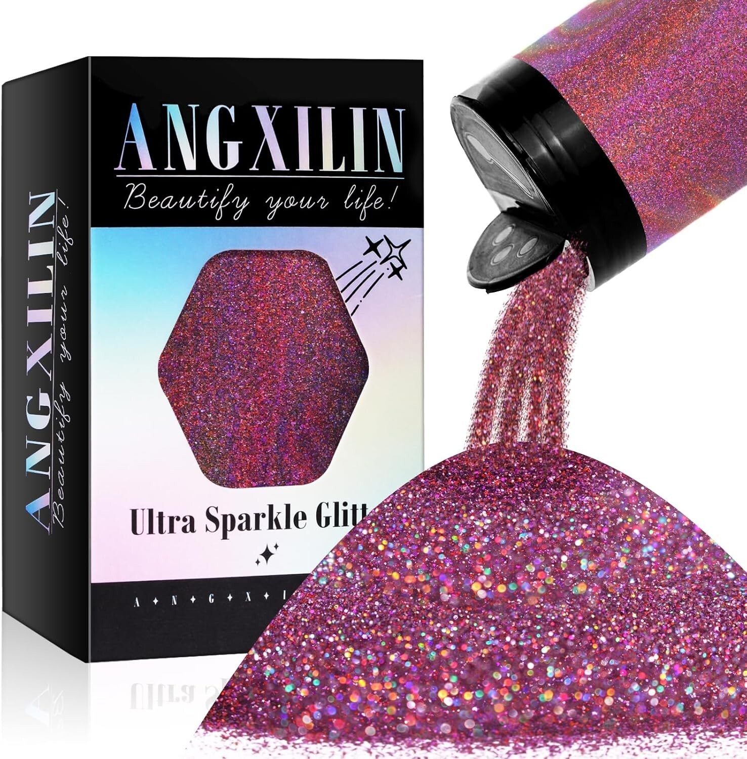 Holographic Fine Glitter for Epoxy Resin DIY Craft,ANGXILIN High Capacity 260g