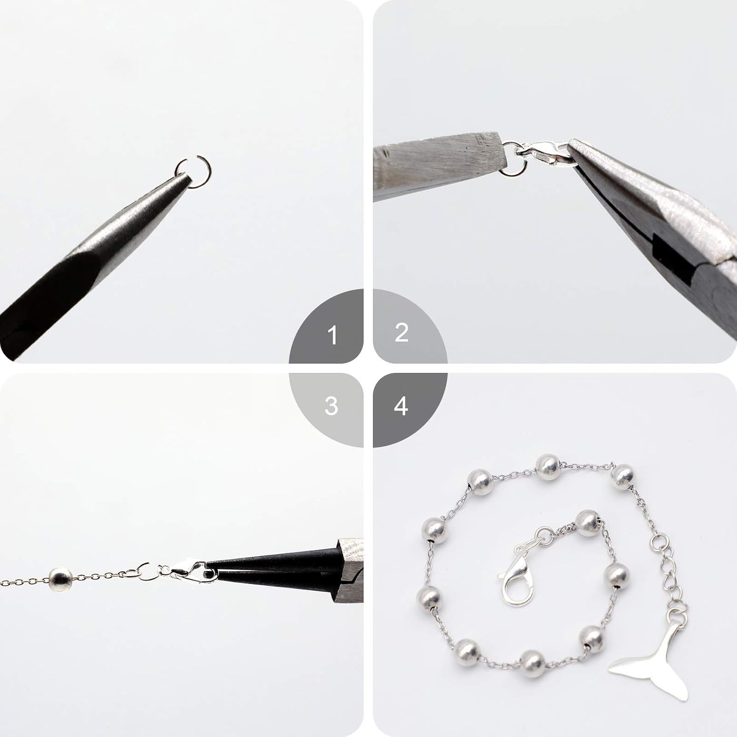 Versatile 300Pcs Jewelry Supplies: 60 Lobster Clasps & 240 Jump Rings in Silver