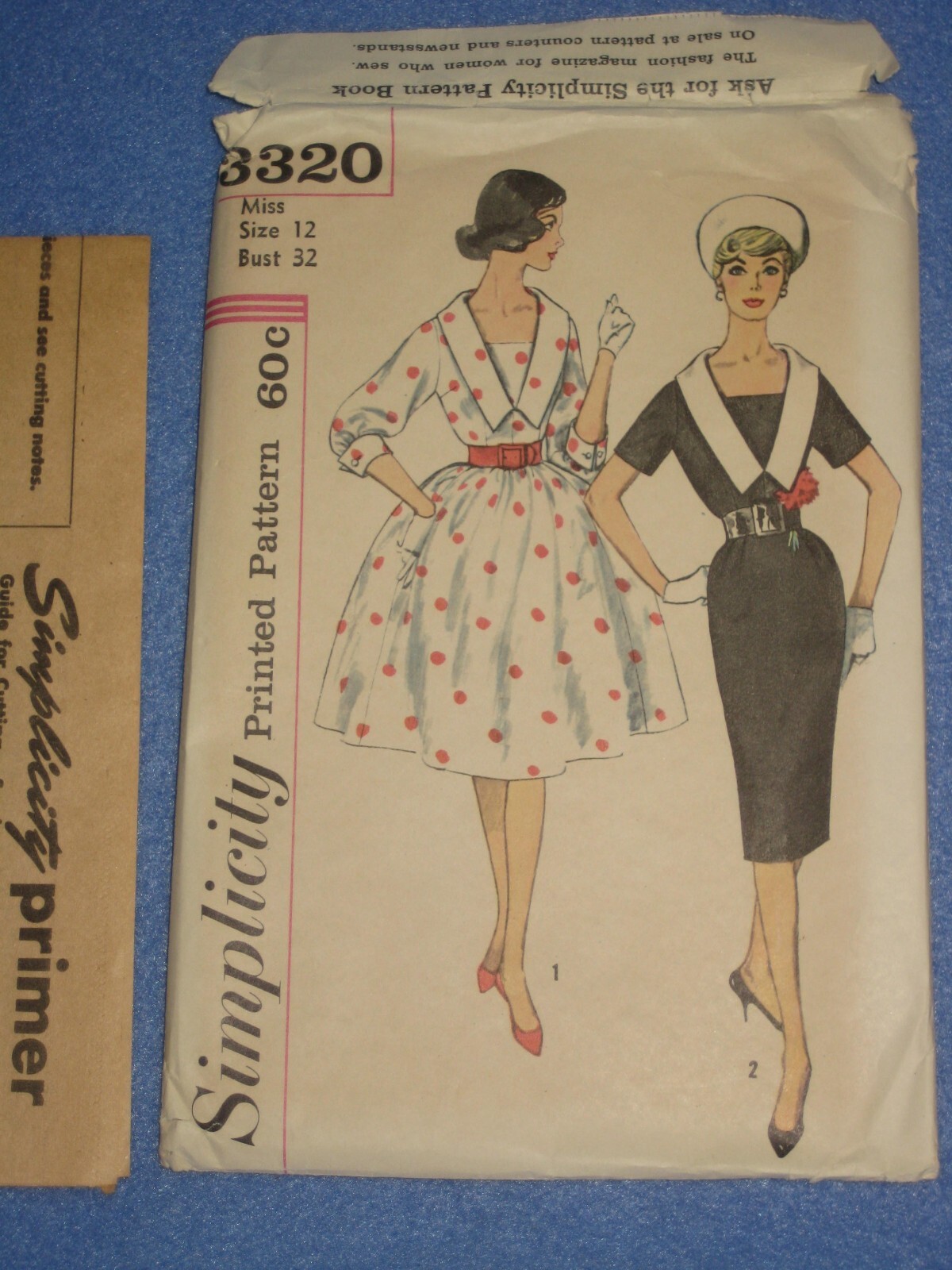 Vintage Simplicity 3320 Misses Dress Size 12 Bust 32 Waist 25 Full Straight Skrt