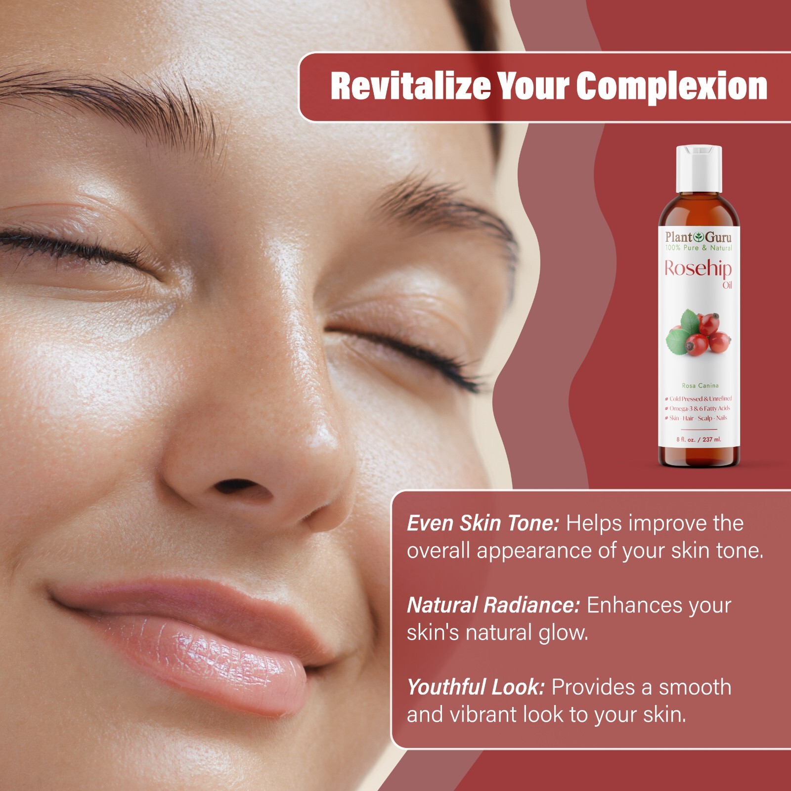 Rosehip Seed Oil Cold Pressed UNREFINED 100% Pure Natural For Skin Face Hair