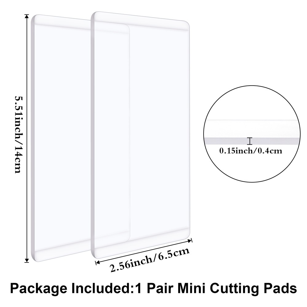 1 Pair Mini Clear Polycarbonate Plastic Cutting Pads for Die Cutting Machine