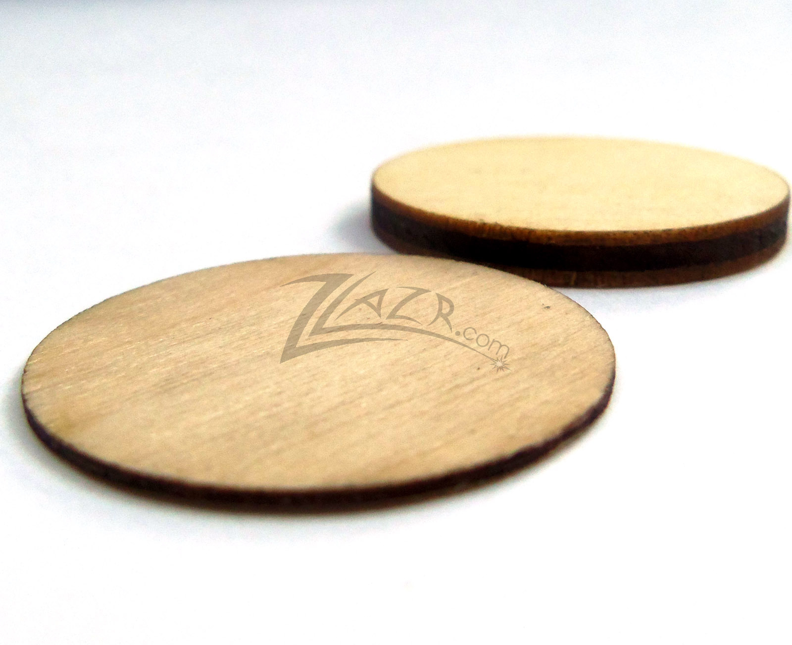 -(100) THIN 1″ x1/32″ Wooden Circle 2-HOLE 2mm Craft Disc Hard Shape Wafer
