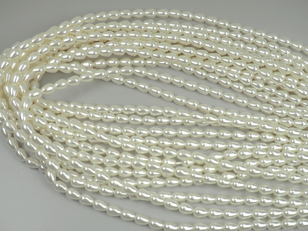 Czech Pear Shaped Glass Pearls 5x3mm or 7x5mm Bridal Cream Imitation Pearl Drops