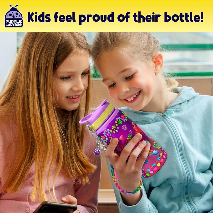 Purple Ladybug DIY Unicorn Water Bottle Kit – Girls Craft Gift Ages 5-10