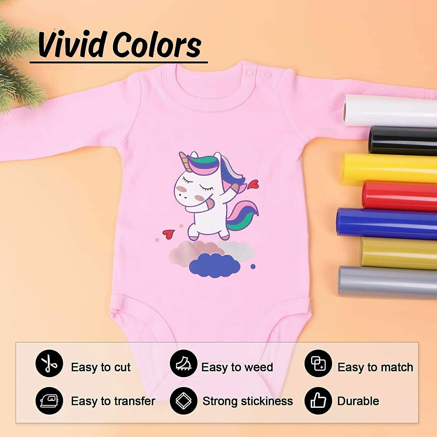 HTVRONT Heat Transfer Vinyl for T-shirt 12”x10′ PU HTV Iron Vinyl Stretchable