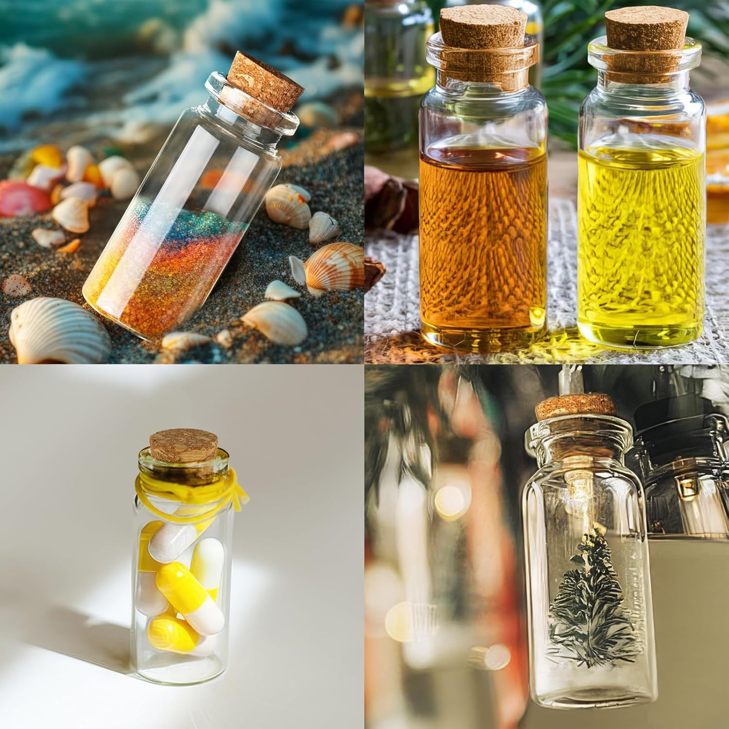 30 PCS Mini Glass Bottles, 10Ml Small Glass Bottles, Vials Cork Stoppers, Spell