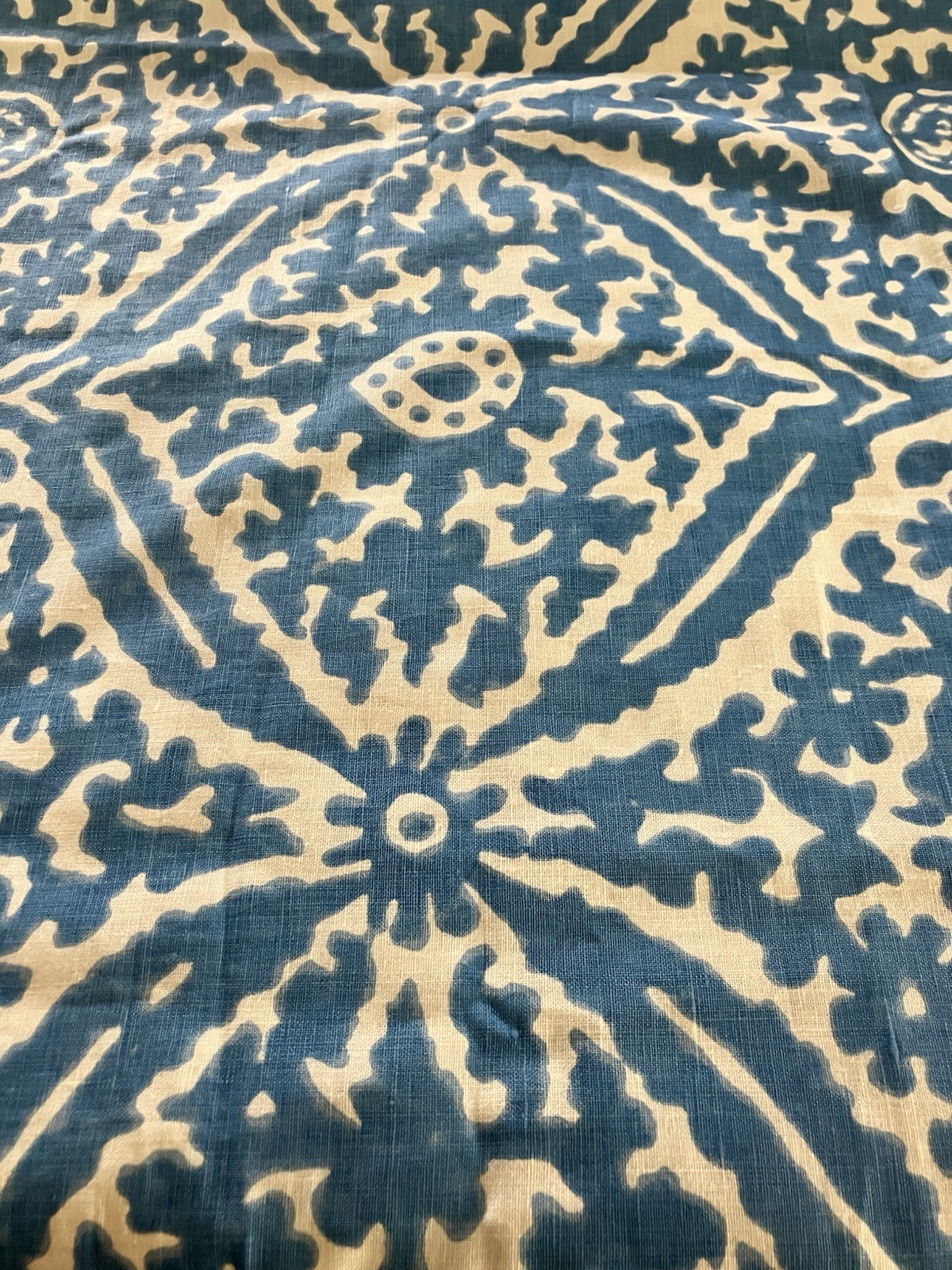 Ralph Lauren Blue And White Linen Blend Ikat Fabric