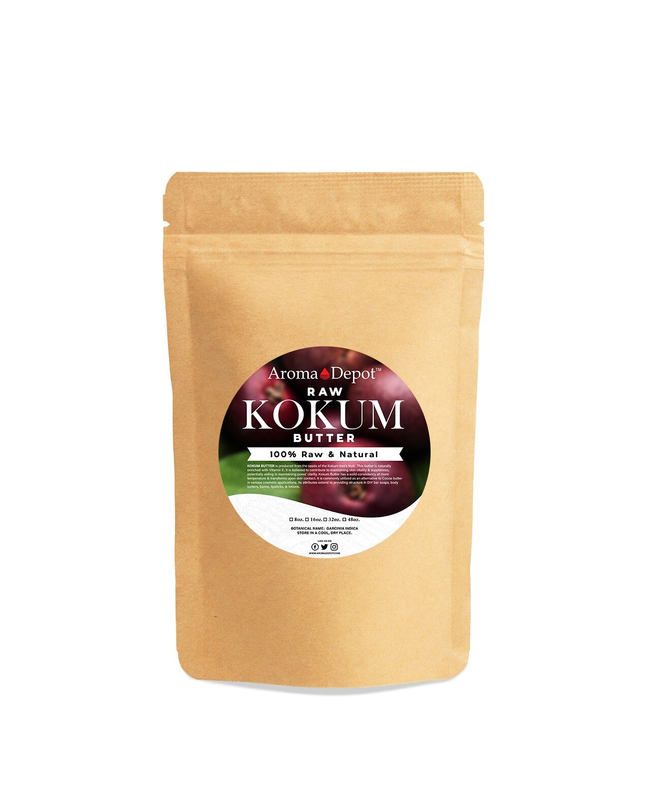 Raw Kokum Butter 2 lb 100% Pure Natural Cold Pressed Skin Care Moisturizer POUCH