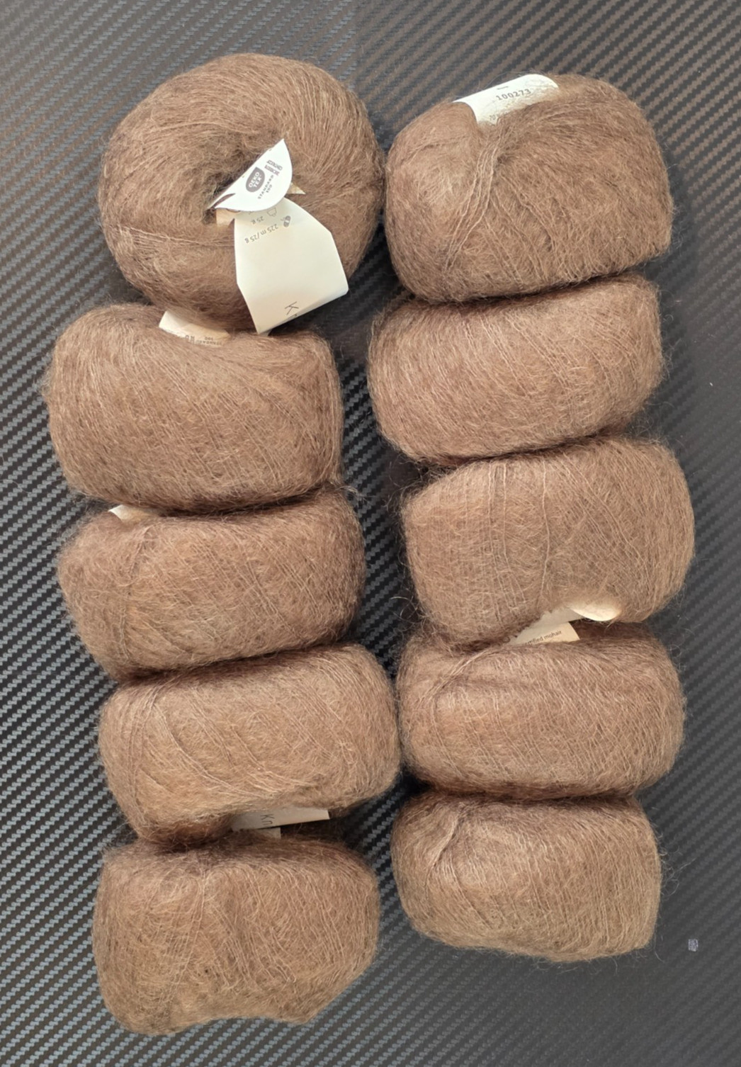 Knitting for Olive, Lot of 10 Soft Silk Mohair Yarns Bark Color, 225m/ 25g