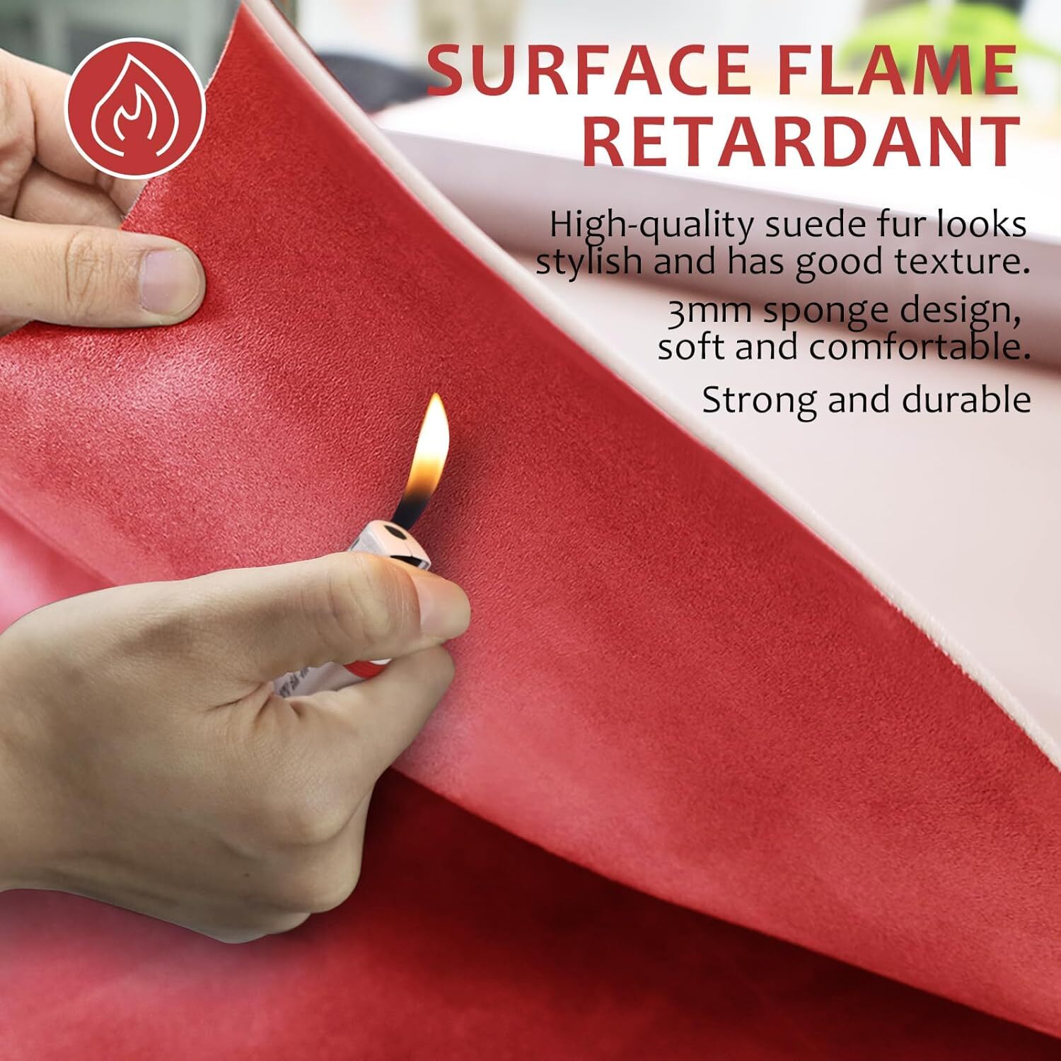 3MM Thick Red Suede Headliner Fabric with Foam Backing Material Automotive Roof