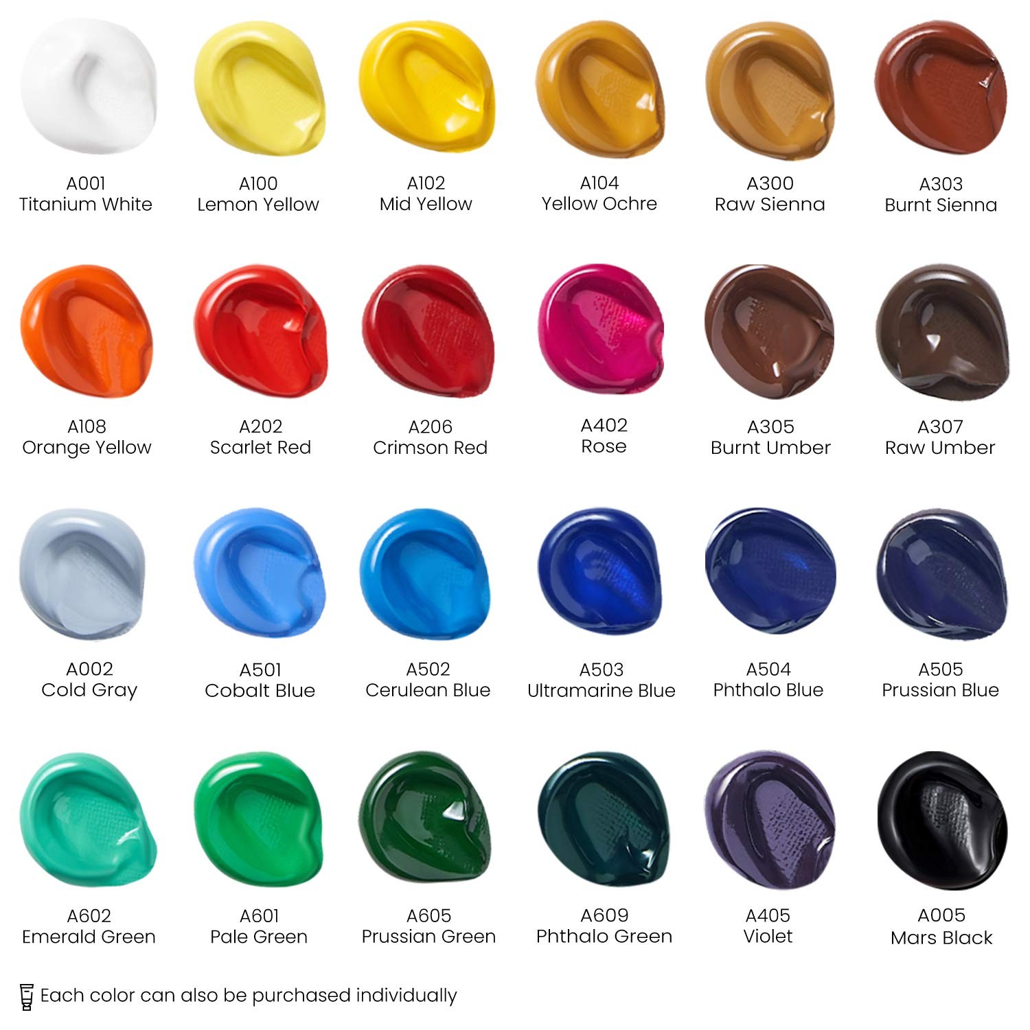 Acrylic Paint Set 24 Colors High Viscosity Rich Pigment ARTEZA Paint Set 0.74