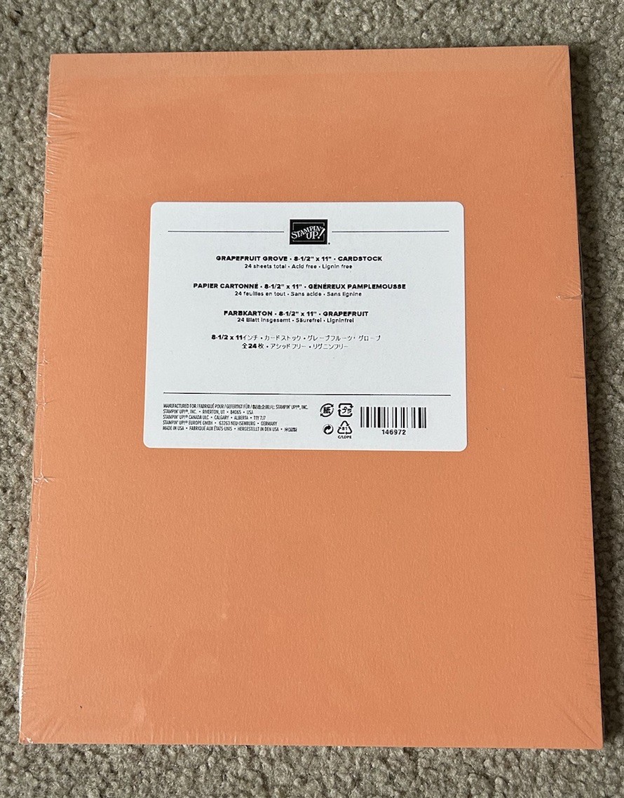 Stampin Up GRAPEFRUIT GROVE Cardstock 8.5 X 11 – Orange, Retired, 24 Sheets