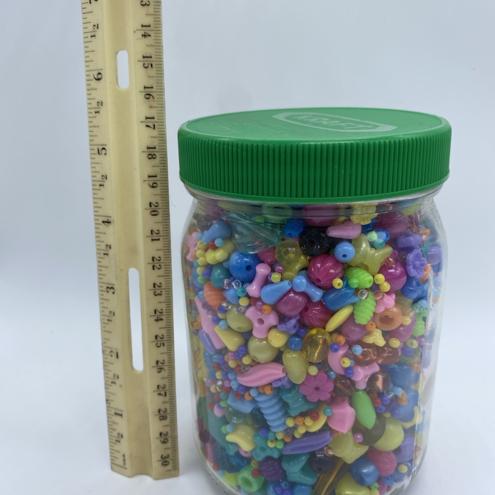 Over 1 1/2 lbs Mystery Bead Jar Mix Vintage to Modern Plastic Jewelry Beads Y2K