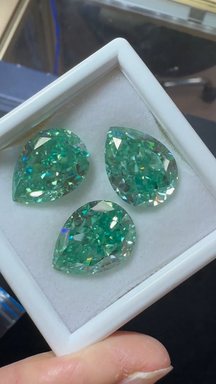 3PC 3.Ct Fancy Green Color Pear Cut Diamond Premium Quality Loose Gemstone
