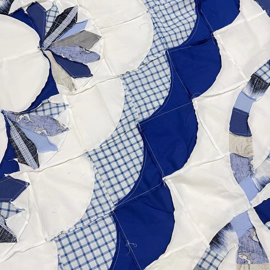 Handmade Midnight Blooms Cotton Fabric Queen Size Patchwork quilt top/topper