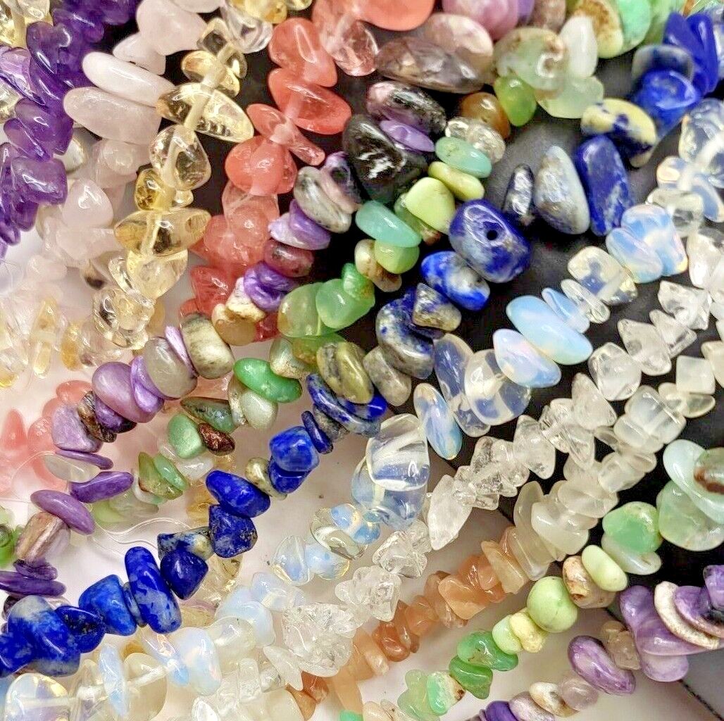 Natural Gemstone Chips Nugget Freeform Loose Bead 32″ Chip Pebble Jewelry