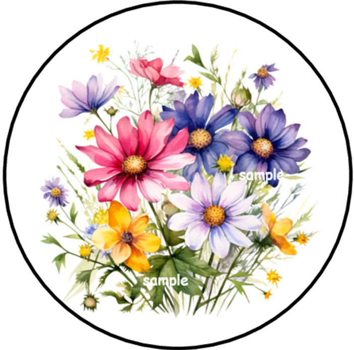 WILDFLOWERS ENVELOPE SEALS STICKERS LABELS TAGS 1.5″ ROUND DAISIES FLORAL (30)