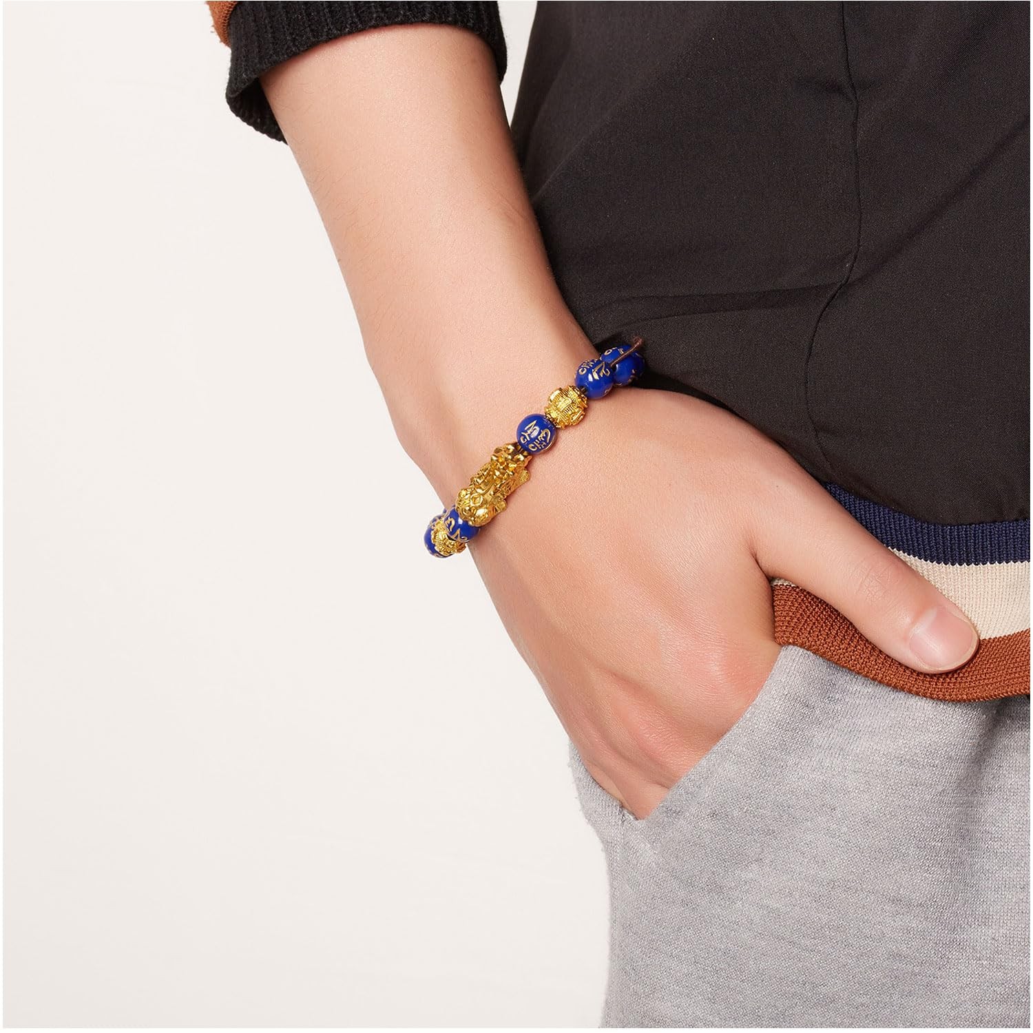 2PCS FengShui Bracelets for Women Wealth And Luck Bracelet Black Obsidian P – 01