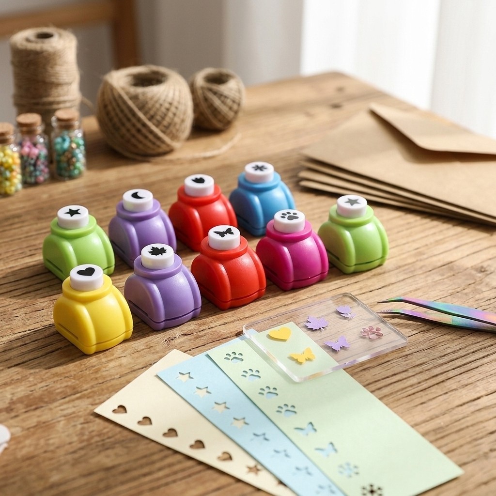 8Pcs Mini Paper Punch Set, Assorted Shapes Craft Hole Punchers for Scrapbooking