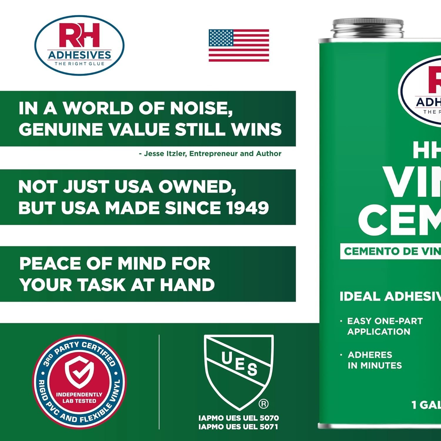 1 Gallon HH-66 Vinyl Cement – Fast-Drying, Flexible Adhesive for PVC and Vinyl