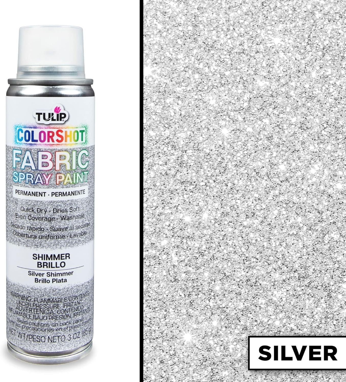 Transform Fabrics with ColorShot 3oz Silver Shimmer Spray – Washable & Drip-Free