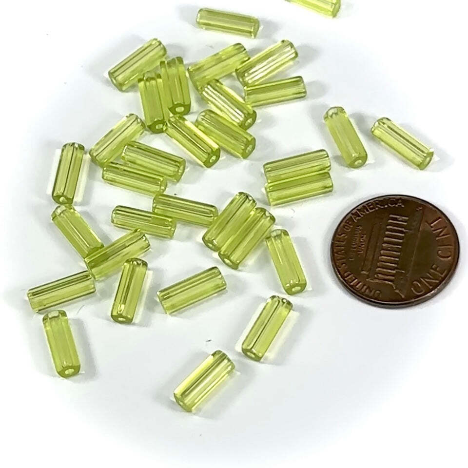 Czech Glass Atlas Tube Beads 10x4mm Yellow 30 pieces CL779