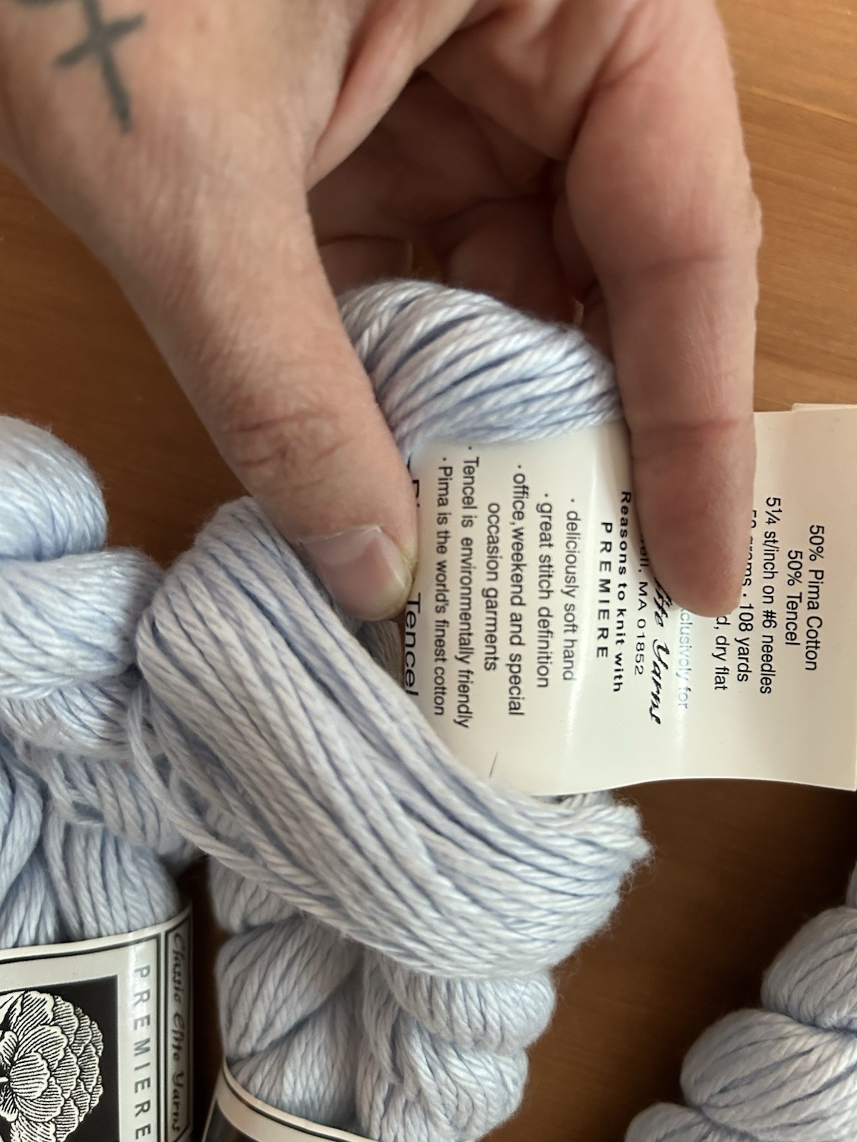 Classic Elite Yarns Premiere Pima Cotton/Tencel Worsted Light Blue Hank Lot