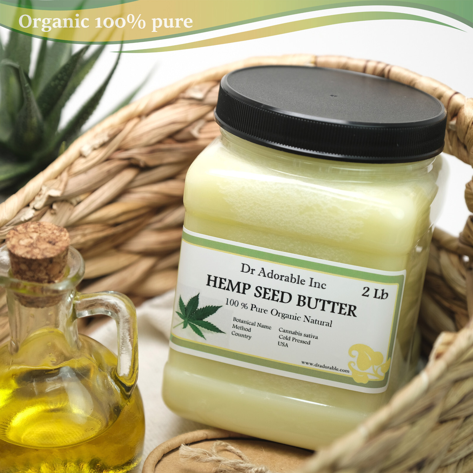 2 Lb/ 32oz ORGANIC HEMP BUTTER 100% PURE RAW NATURAL COLD PRESSED Skin Body Hair