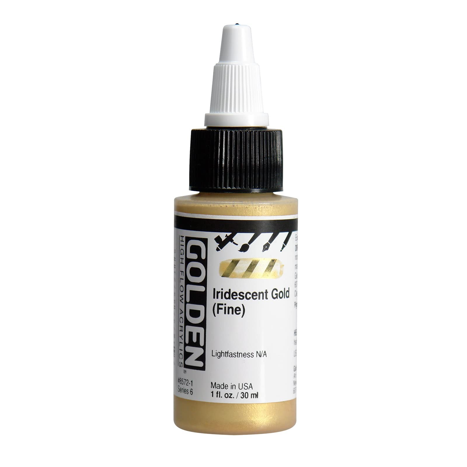 High Flow Acrylics by GOLDEN, Iridescent Gold (Fine), 1 fl. oz. Bottle, Profe…