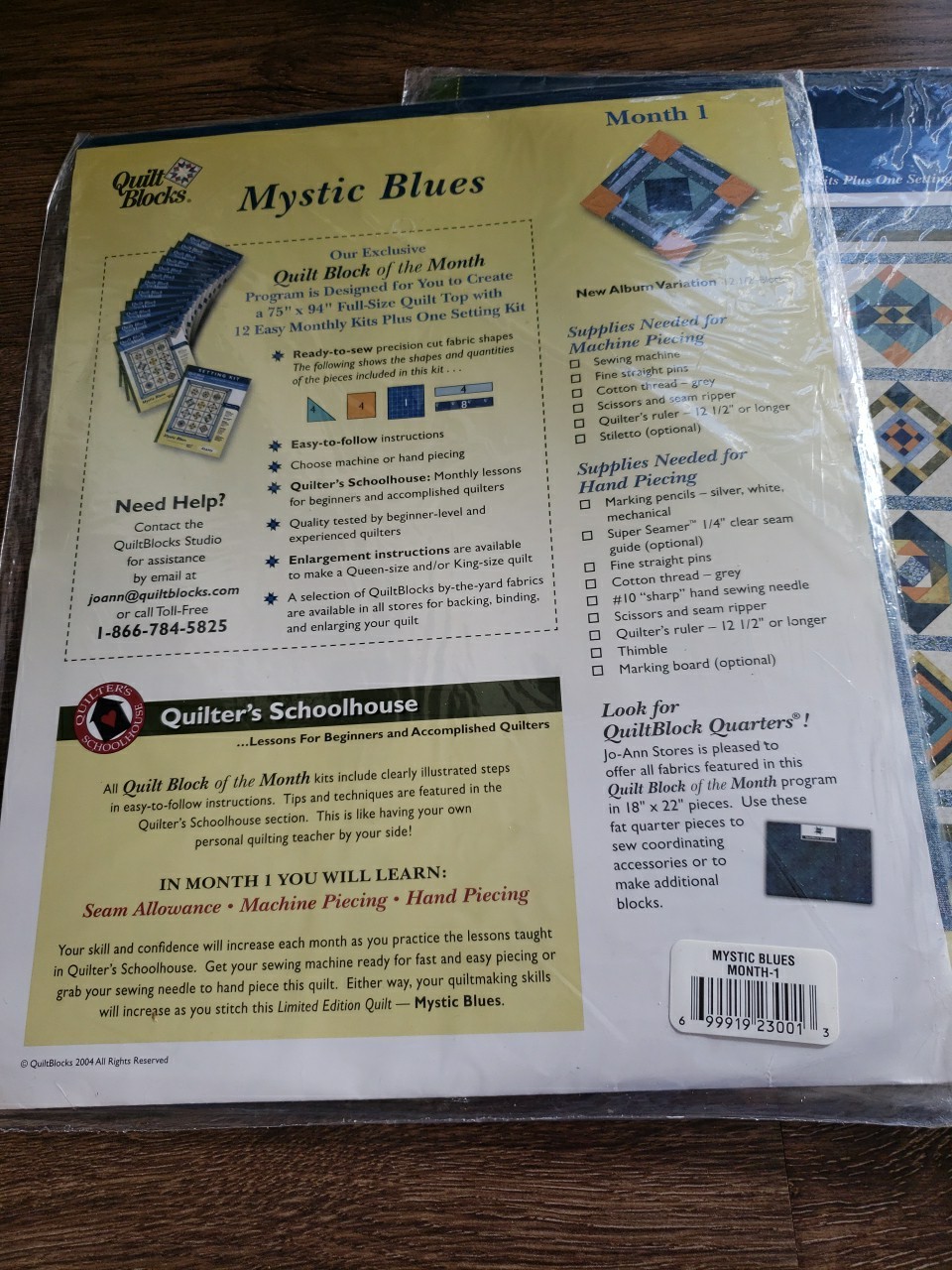 Jo-Ann Quilt Block Of The Month Mystic Blues 1, 2, 3 Lot Of 3 New