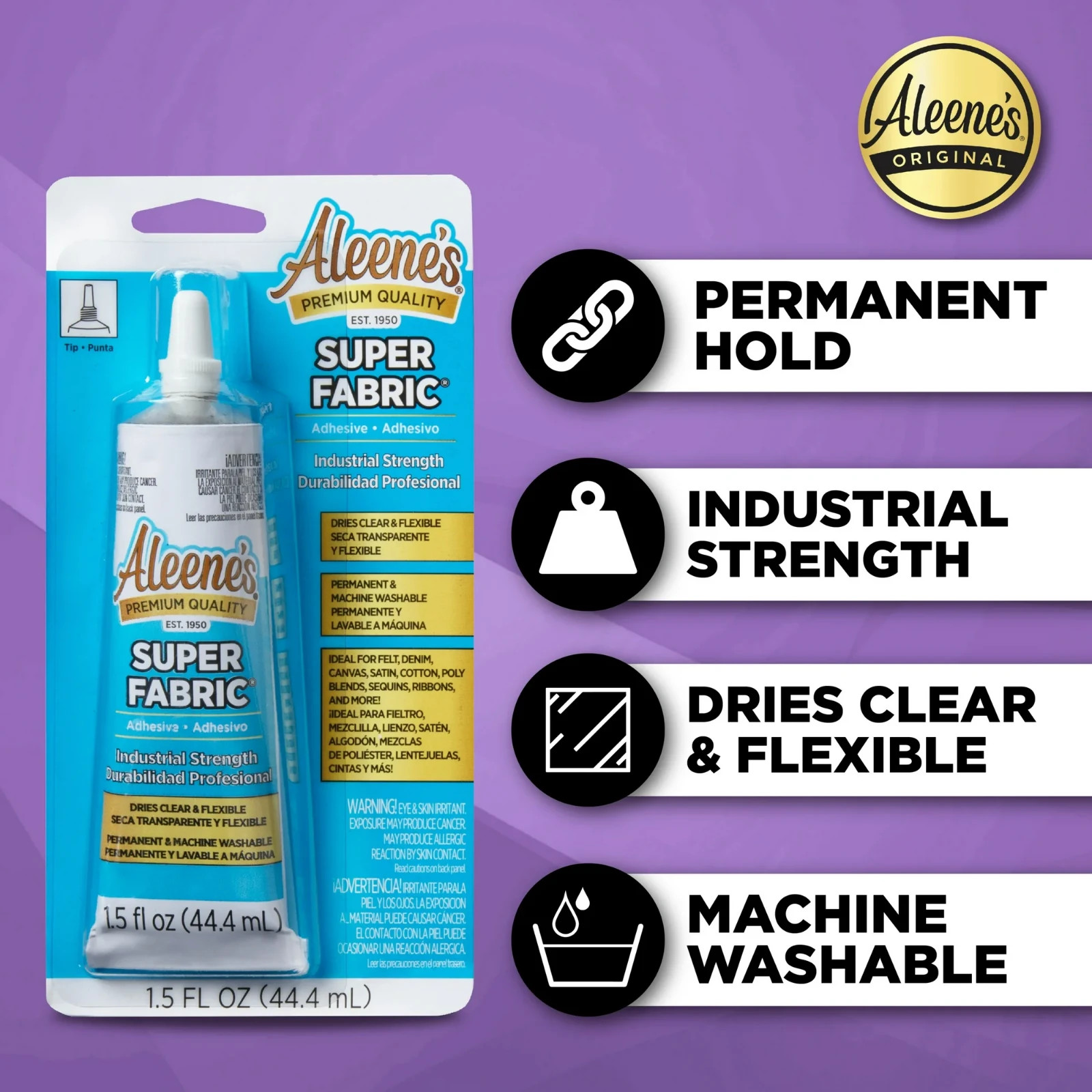Super Fabric Adhesive 1.5 Fl Oz, Fast Drying, Clear Permanent Fabric Adhesive