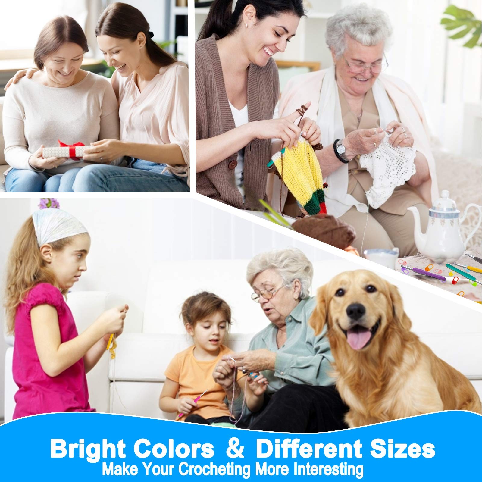 9 Pcs Ergonomic Handle Crochet Hooks Set for Arthritic Hands Knitting