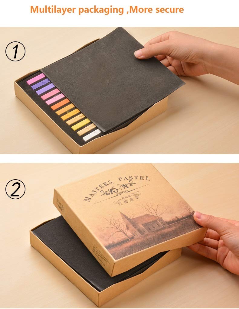 12 Pc Non Toxic Square Soft Pastel Chalk Set Artist Drawing Painting Supplies