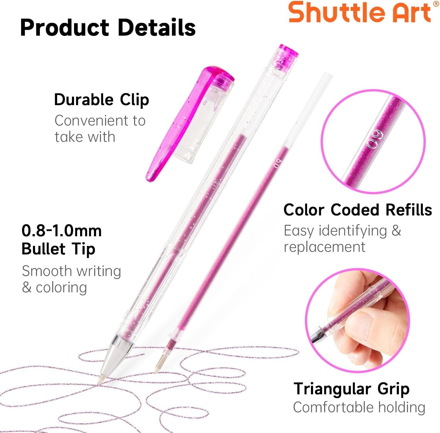 60 Pack Tone , Pink Purple Gel Pens with 30 Refills for Adults Coloring Books…
